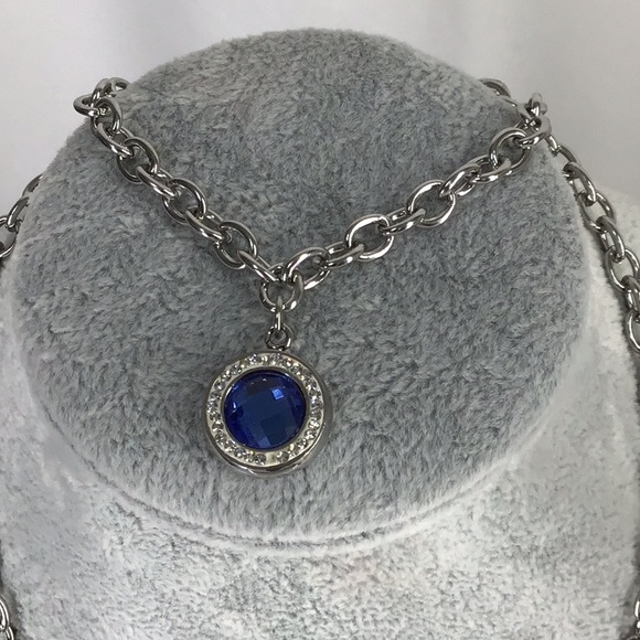 Necklace & Bracelet crystal blue  Rhinestone  set - Picture 3 of 8